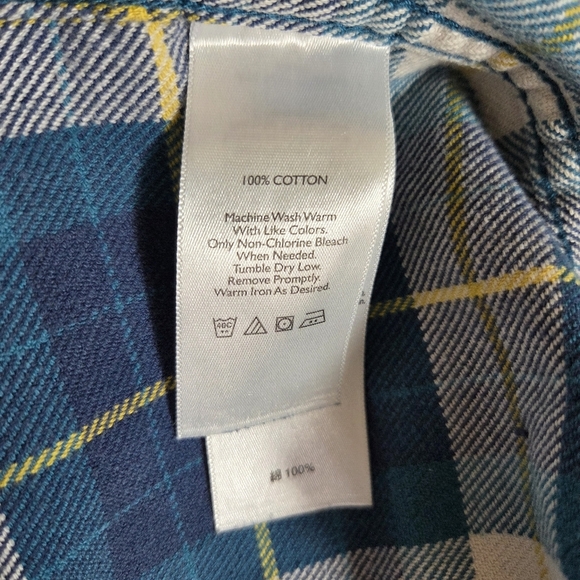 Eddie Bauer Flannel Blue and White Casual Button Down Shirt Size L - Picture 5 of 5